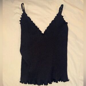 FREE PEOPLE INTIMATELY RIBBED V-CUT BLACK TANK, size M/L